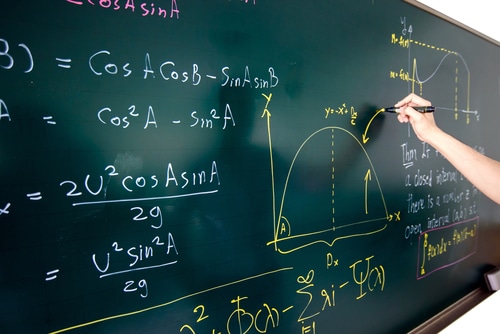 Math problems on a chalk board