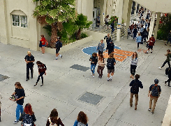 Arial picture of a school walkway