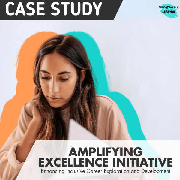 Case study graphic with a woman looking down at papers