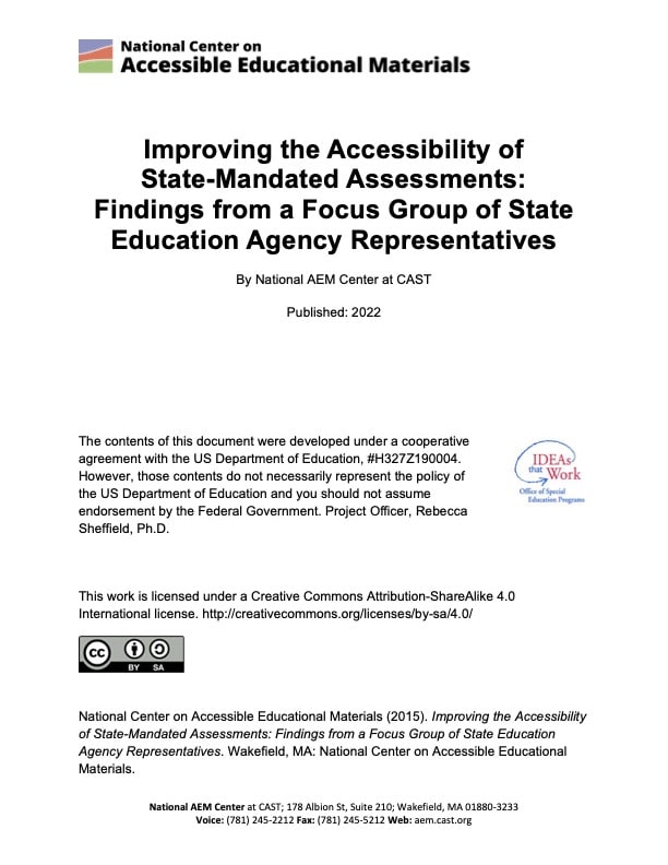 Improving the Accessibility of State-Mandated Assessments_ Findings from a Focus Group of State Education Agency Representatives Cover